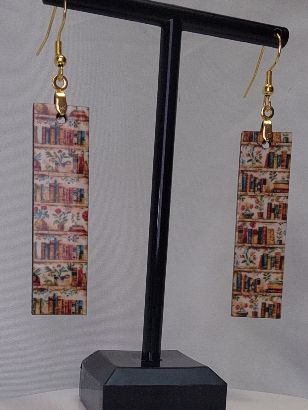 Gold-Accent Bookprint Bar Earrings - Multi